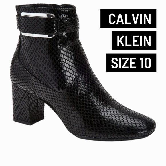 Calvin Klein Black Snake Print Cattee Booties size 10 - Picture 1 of 11